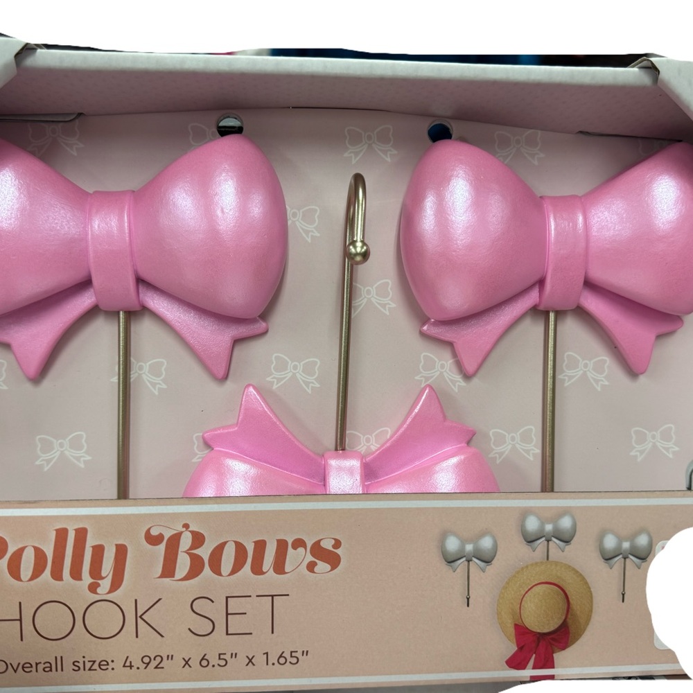 Coquette🎀 Pink Bow 🎀Hooks - Set of 3! Viral Pinkmas Display Wall Decor